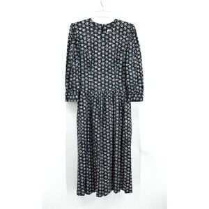 VINTAGE 80S LANZ ORIGINALS dress midi long sleeve prairie cottagecore floral M L